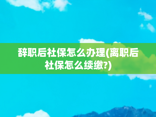 辞职后社保怎么办理(离职后社保怎么续缴?)