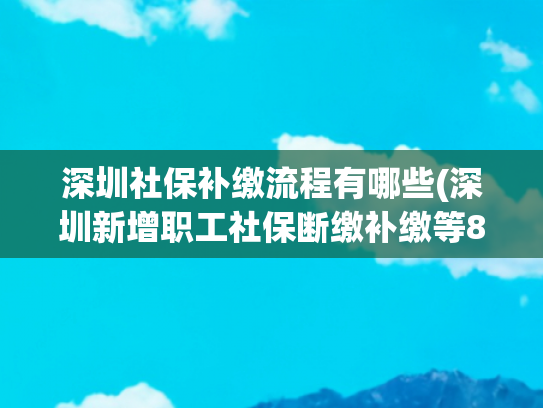 深圳社保补缴流程有哪些(深圳新增职工社保断缴补缴等8项服务秒批，市民办理不用跑现场)