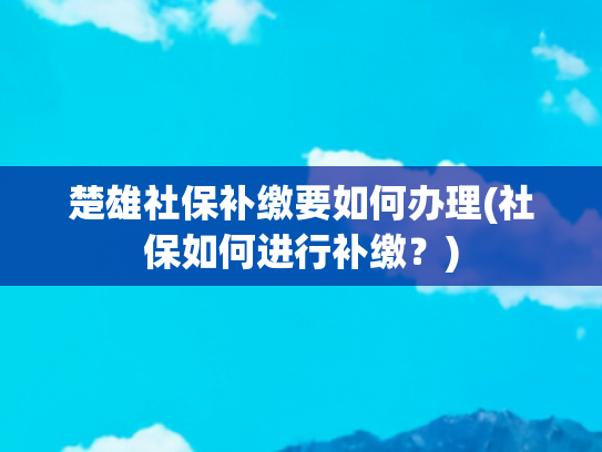 楚雄社保补缴要如何办理(社保如何进行补缴？)