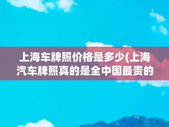 上海车牌照价格是多少(上海汽车牌照真的是全中国最贵的铁皮吗？)