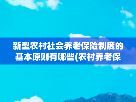 新型农村社会养老保险制度的基本原则有哪些(农村养老保险怎么买最划算？关键看这几点！)