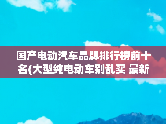 国产电动汽车品牌排行榜前十名(大型纯电动车别乱买 最新魅力指数榜单 国产新能源屠榜 小米SU7夺冠)