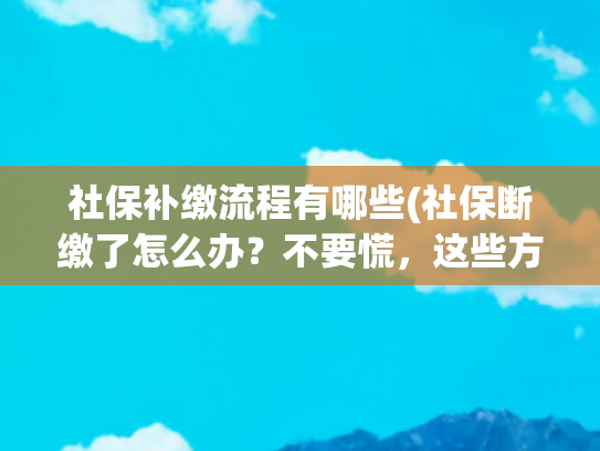 社保补缴流程有哪些(社保断缴了怎么办？不要慌，这些方法可以补缴)