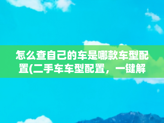 怎么查自己的车是哪款车型配置(二手车车型配置，一键解锁的购车秘籍：为何查询如此重要？)