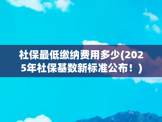 社保最低缴纳费用多少(2025年社保基数新标准公布！)