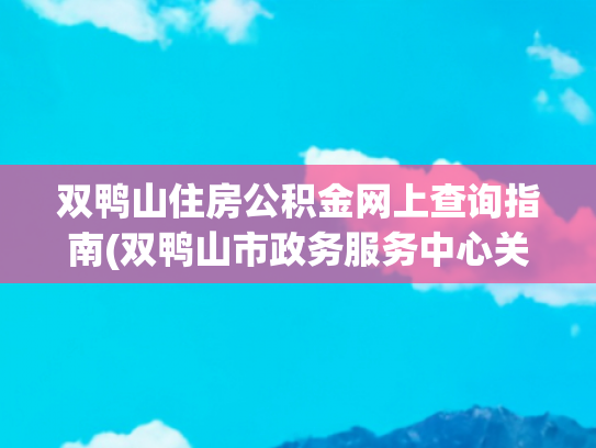 双鸭山住房公积金网上查询指南(双鸭山市政务服务中心关于开展“午间服务”的公告)