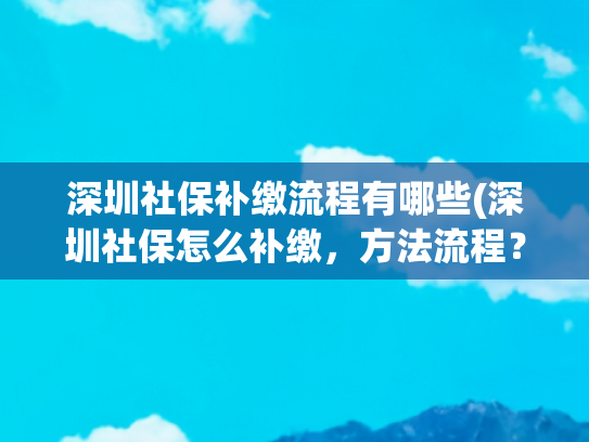 深圳社保补缴流程有哪些(深圳社保怎么补缴，方法流程？)