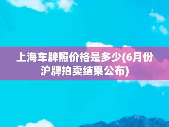上海车牌照价格是多少(6月份沪牌拍卖结果公布)