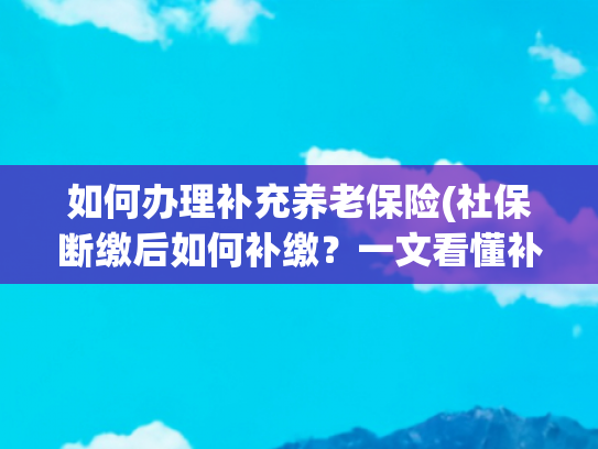 如何办理补充养老保险(社保断缴后如何补缴？一文看懂补缴全流程2025最新社保指南)