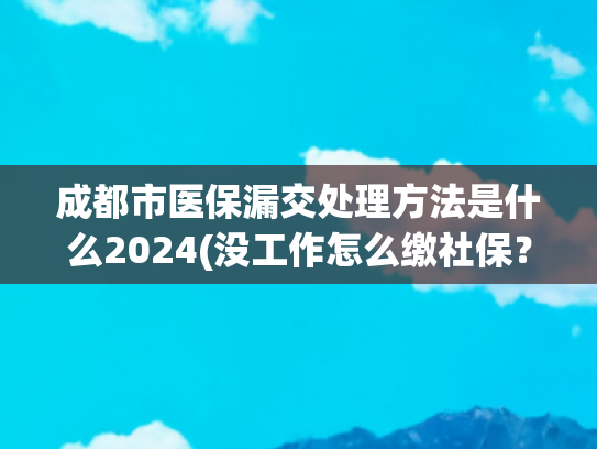 成都市医保漏交处理方法是什么2024(没工作怎么缴社保？这5种方法帮你“续上保障”附超全避坑指南！)
