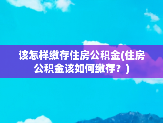 该怎样缴存住房公积金(住房公积金该如何缴存？)